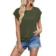 thumbnail image 2 of Womens Shirts Blouse Women's Fashion Casual Wave Stripe Loose Short Sleeve T-Shirt Vest Top, 2 of 6