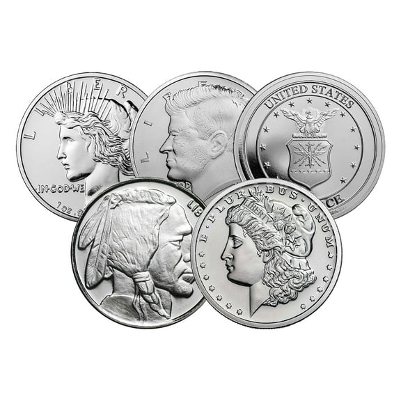 1 oz Silver Round - Random Design - Lot of 5