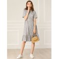 thumbnail image 3 of Allegra K Vestido A-Línea Dobladillo Volante Decoración De Botones Manga Corta Estampado Floral Suelto Para Mujeres Gris L Unique Bargains ajustado, 3 of 6