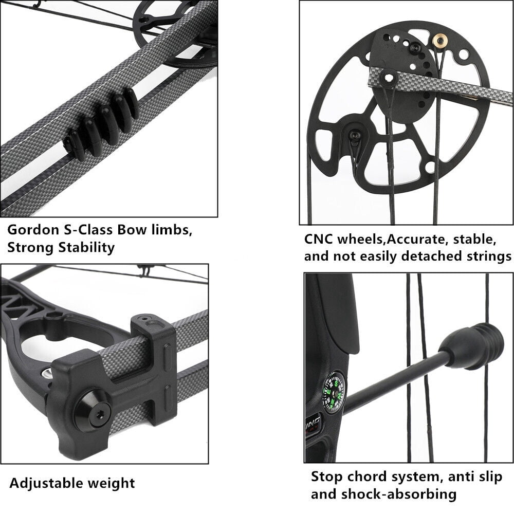 AME Compound Bow Kit 0-70lbs Archery Hunting Package Arrows Adult Target Shooting（only bow-green）