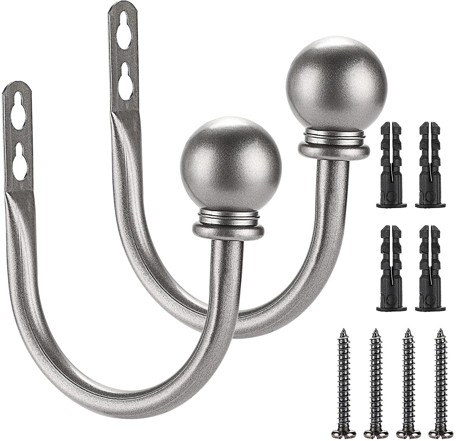 Set of 2 Metal Decorative Curtain Holdbacks, Wall Mounted Window