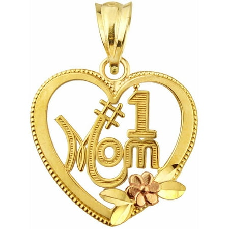 Handcrafted 10kt Gold #1 MOM Two Tone Charm Pendant