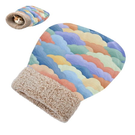Winter Cat Sleeping Bag For Indoor Pet Sleeping Bag 18.9 x22.8 Rainbow Clouds Vector