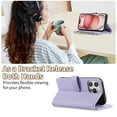 thumbnail image 3 of Wallet Case for iPhone 14 Pro with Wrist Strap, Crossbody Shoulder Strap, Card Slots Zipper Purse Luxury PU Leather Stand Stand Phone Cover for iPhone 14 Pro - Lightpurple, 3 of 9