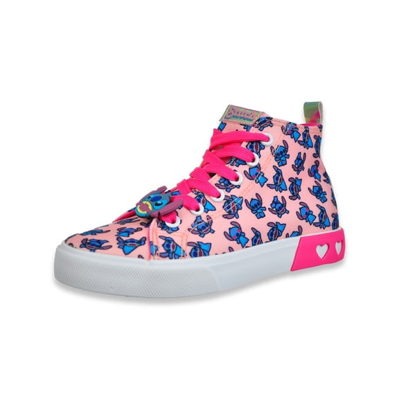 Lilo & Stitch Unisex Kids High-Top Lace-Up Casual & Dress Sneakers, Light Pink, 4