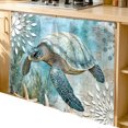 thumbnail image 2 of Sea Turtle Coastal Cabinet Curtain 35"Wx35"L,Dustproof Under Sink Skirt with Self Adhesive Tape,Summer Beach Teal Coral Starfish Cabinet Curtain Cover for Kitchen Sink,Bathroom Vanity,Laundry Room, 2 of 9
