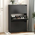 thumbnail image 3 of YEASIN Black Shoe Cabinet with 3 Flip Drawers - Modern Shoe Storage for Entryway, Freestanding, Wooden Rack for Front Door Entrance, 3 of 6