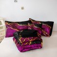 thumbnail image 4 of Black Gold Comforter Set 8 Pcs Hot Pink Marble Bedding Set Bed in A Bag Purple and Black Marble Stone Texture Abstract Room Decor Black Marble Bed Comforter, 4 of 8