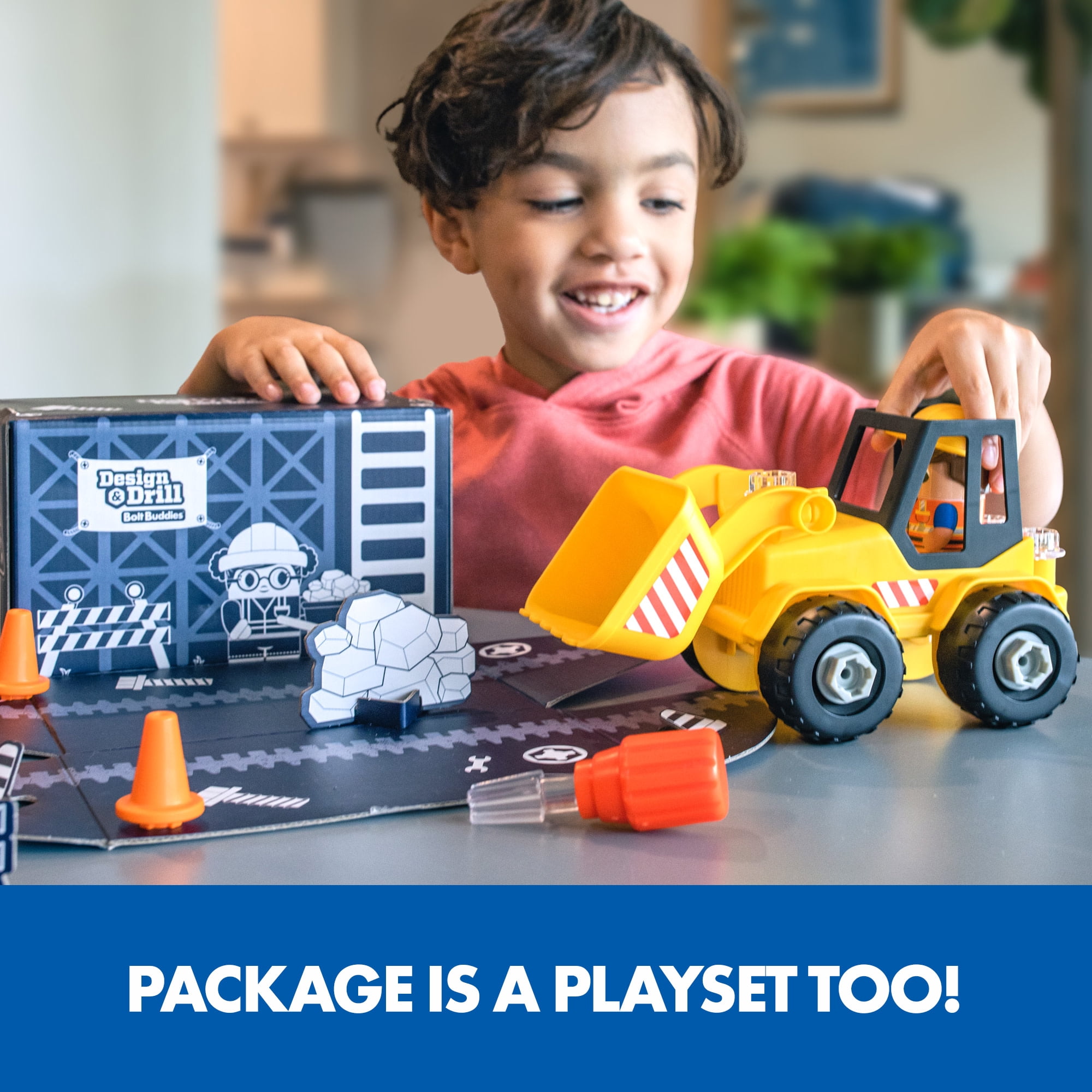 Educational Insights Design & Drill Bolt Buddies Bulldozer Take Apart Toy with Screwdriver Tool, Preschool STEM Toy, Ages 3+