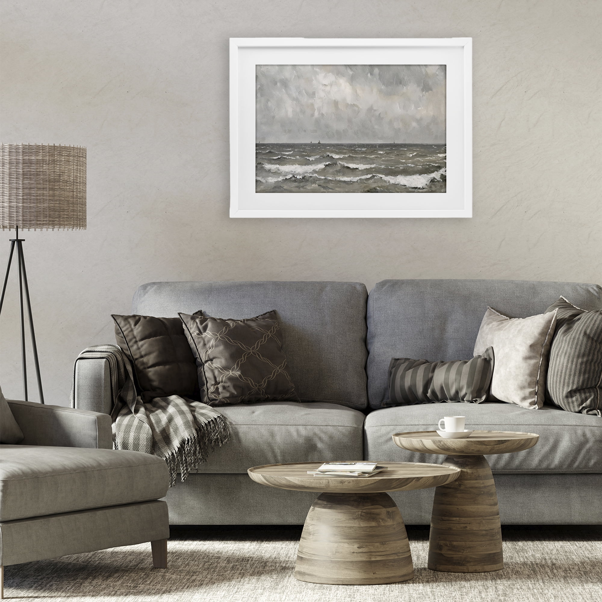Stupell Industries Stormy Ripples at Sea White Framed Print Under Glass, design by Jacky Ngan