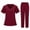 01-Wine, variant on Scrubs Medical Uniform Womens Scrubs Set Medical Scrubs Top and Pants