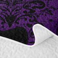 thumbnail image 5 of Erosebridal Boho Gothic Skull Twin Quilt Set for Women Girls, Vintage Purple Damask Floral Twin Coverlet Set, 2 Pieces, 5 of 7