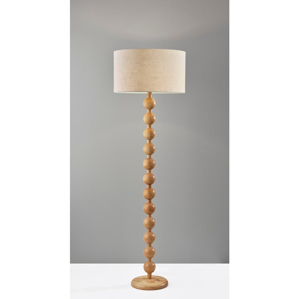 Adesso Orchard 62" 3-Way Wood Decorative Floor Lamp with Cream Drum Shade