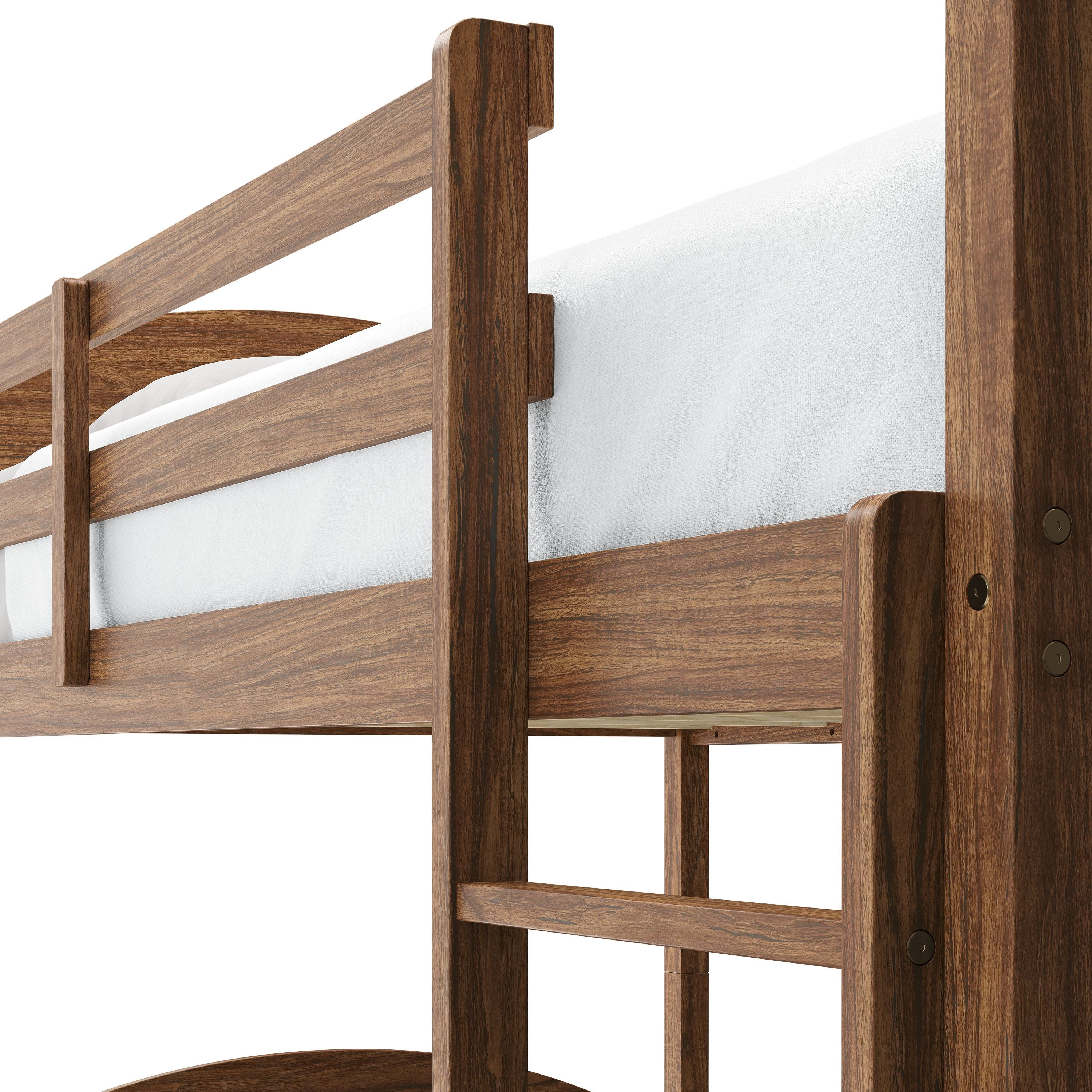 Mainstays Kids Wood Twin-over-Twin Bunk Bed, Warm Walnut