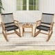 thumbnail image 2 of Costway Conjunto de Mesa de Café y Mecedora de Madera de Acacia Tejida en Cuerda Negro y Natural, 2 of 10