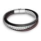 thumbnail image 1 of Brazalete de cuero hecho a mano Minnieouse de 3 capas con hebilla de imán Marrón oscuro, 1 of 6