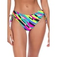 thumbnail image 1 of Ocean Blues Women's Full Coverage Swim Bottoms Sides Drawstring Mid Rise Bikini Bottom Color Block Print Bathing Suit Size M, 1 of 9