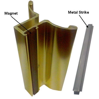 Handle Handshower Plate Gold Frameless Shower Door Handle with Magnet and Stainless Steel Strike Plate - Set ()