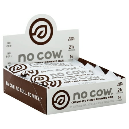 No Cow Protein Bar, Chocolate Fudge Brownie, 21g Plant Based Protein, Low Sugar, Dairy Free, Gluten Free, Vegan, High Fiber, Non-GMO, 12 (Best Vegan Black Bean Brownies)