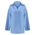thumbnail image 4 of Womens Long Sleeve Tops Cotton Collar Solid Long Sleeve Casual Basic Trendy Tops, 4 of 5
