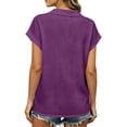 thumbnail image 5 of cocolona Linen Tops for Women Summer Lapel Short Sleeve Loose Blouse Dressy Casual Solid Color Blouses, 5 of 7