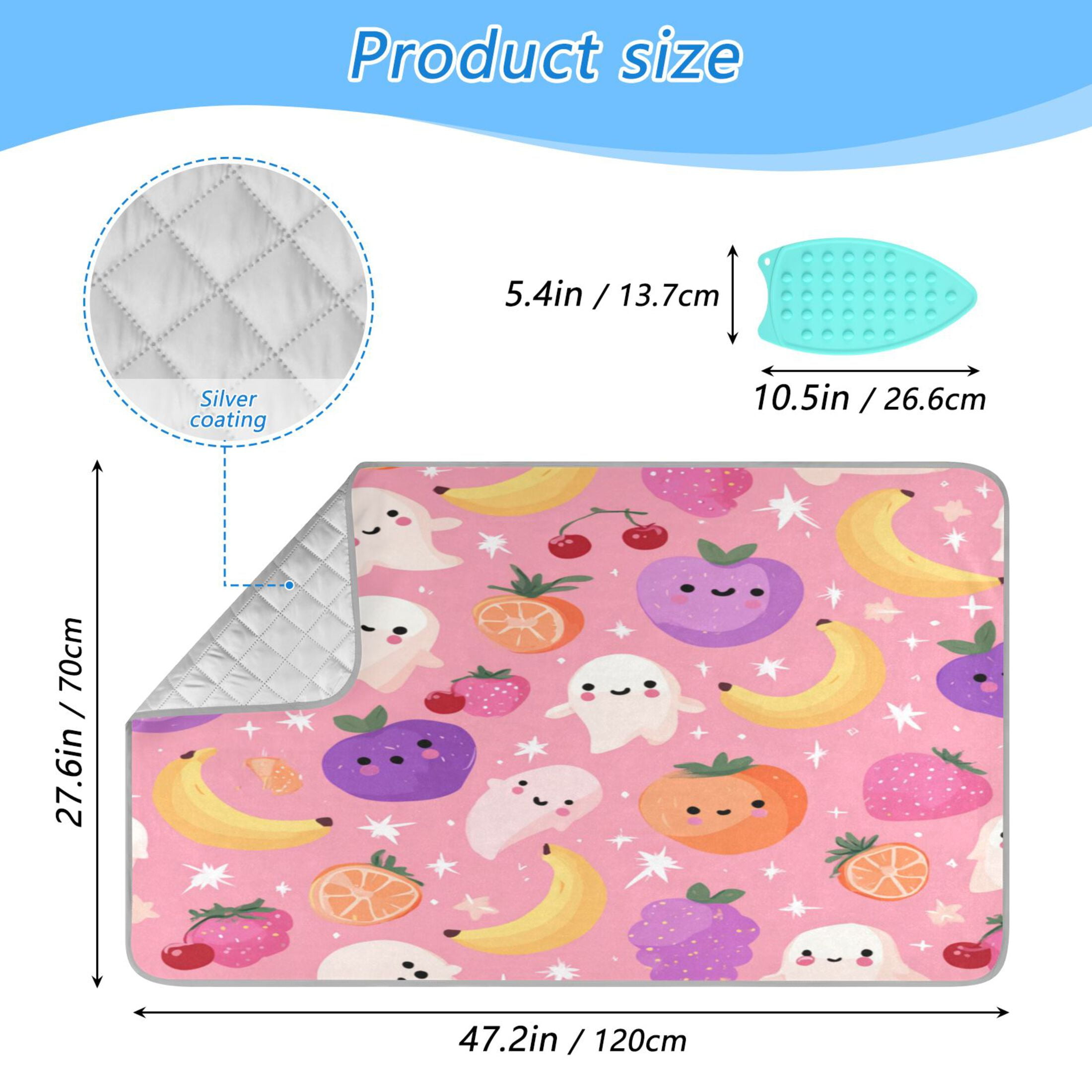 Ironing Mat Portable Ironing Blanket for Table Top Travel Ironing Pad for Washer Dryer 27.6" x 47.2" Fruit and Little Ghosts