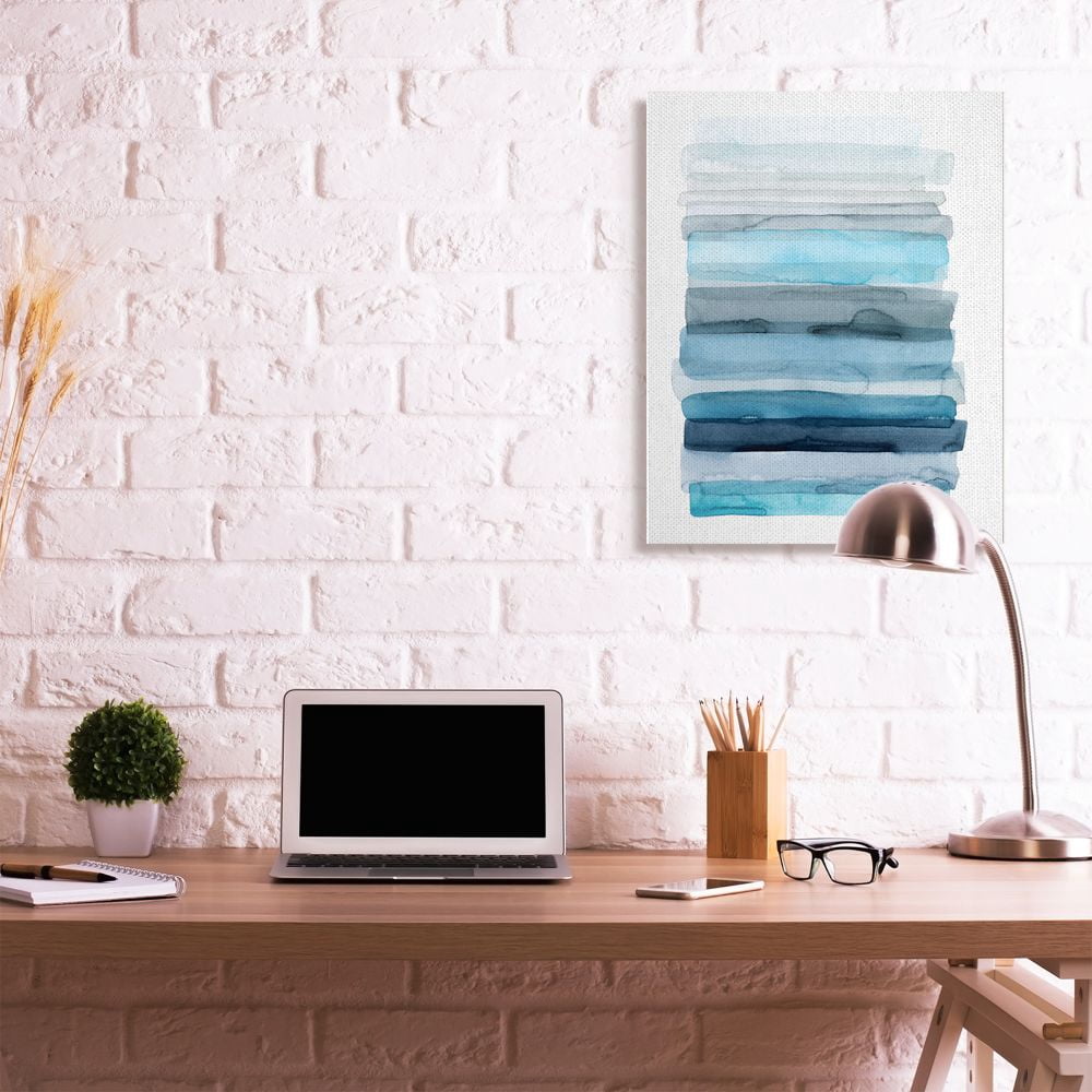 Stupell Industries Water Inspired Blue Grey Ombre Abstract Lines Canvas Wall Art Design by Grace Popp, 30" x 40"