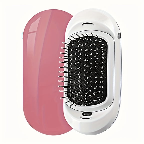 Portable Electric Anti-Frizz Ionic Smoothing Brush Vibration Scalp Massager Ionic Hair Brush Detachable Cushion Pad Wireless Detangling Hair Brush