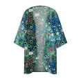 thumbnail image 4 of Herrnalise Women's Lightweight Open-Front Cardigan Sweater Women's Floral Print Puff Sleeve Kimono Cardigan Loose Chiffon Cover Up Casual Blouse Tops, 4 of 5