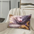 thumbnail image 6 of Haiem Pillowcase for Hair and Skin Queen - Warm Sunflower Sleeping Cat Printed Soft Pillowcase with Envelope Closure-16"x24", 6 of 8