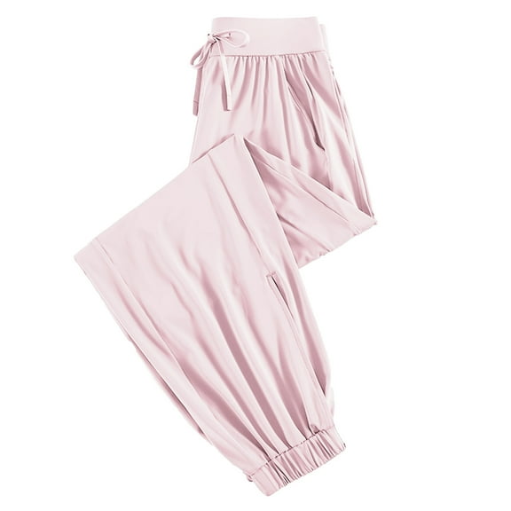 Fiaer,Jogger for Women Yoga Pants Sweatpants Women Oversized Casual Loose Fit High Waist Trendy Stretch Trousers with Pocket Pink XL