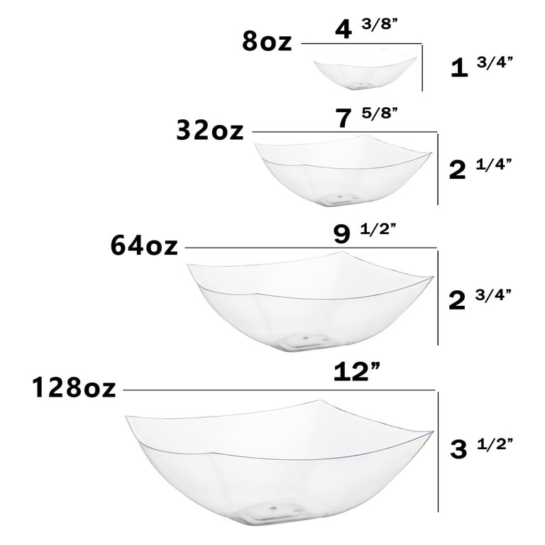 Crown Display Serving Bowl combo - 12 Extra Large Clear Salad / Fruit  Convex Bowls (128oz) - With 12 Clear Plastic Deluxe Salad Spoons & forks -  36 Count 