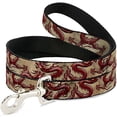 thumbnail image 1 of Scary Flying Maroon Dragon on Khaki Fun Animal Pet Dog Cat Leash, 1 of 1
