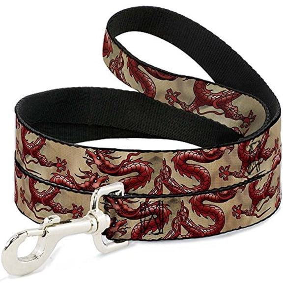 Scary Flying Maroon Dragon on Khaki Fun Animal Pet Dog Cat Leash