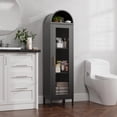 thumbnail image 7 of Metal Arched Bookcase Cabinet, Arch Display Storage with Glass Doors & 2 Shelves for Living Room, Kitchen, Office, Black, 7 of 7