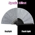 thumbnail image 2 of Womens Hand Held Folding Fans Foldable Fans for Summer Gold Glitter Women Handheld Fan for Party，Edm, Club, Dancing, 2 of 7