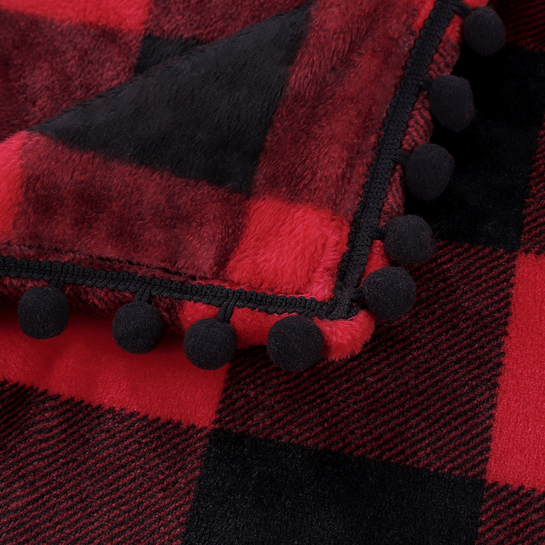 Unique Bargains Soft Plush Couch Plaid Fleece Throw Blanket, 50" x 60", Red and Black