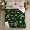 thumbnail image 5 of Alien Spaceship Planet Whimsical Space Theme, Playful Celestial Art Scene, Warm Flannel Blanket for Living Room and Bedroom, Celestial Art Lovers Housewarming Gift, Fantasy Home Decor, 5 of 9