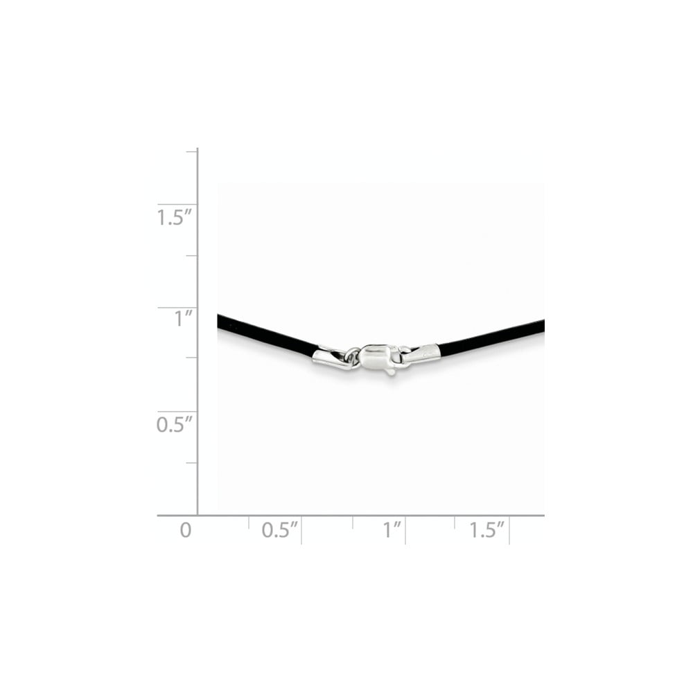14k White Gold 1.5mm 20in Black Leather Cord Necklace