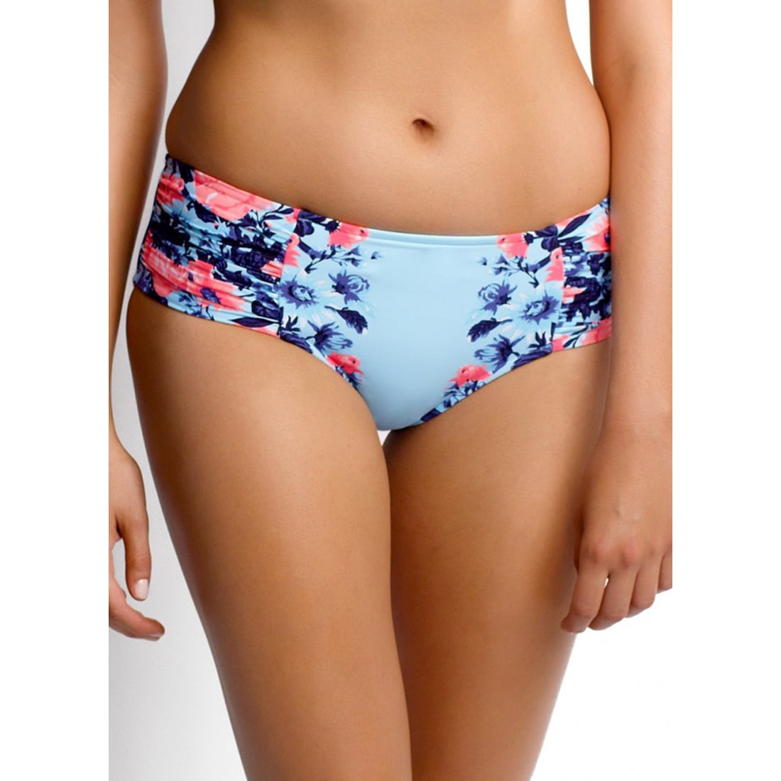 Seafolly Ruched Side Retro Womens Beachwear Bikini Bottoms Electric Blue 