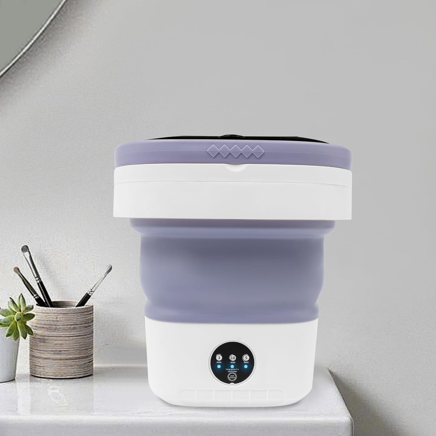 Portable Washing Machine 12L With Spin Basket,Foldable Mini Washing Machine with 3 Modes Cleaning Small Washer for Clothes, Underwear or Small Items, Apartment, Dorm,RV (Purple)