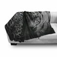 thumbnail image 3 of Leopard Soft Flannel Fleece Throw Blanket, Animal Eyes Aggressive Powerful Wildcat Profile Print Monochrome Design, Cozy Plush for Indoor and Outdoor Use, 60" x 80", Black White Blue, by Ambesonne, 3 of 6