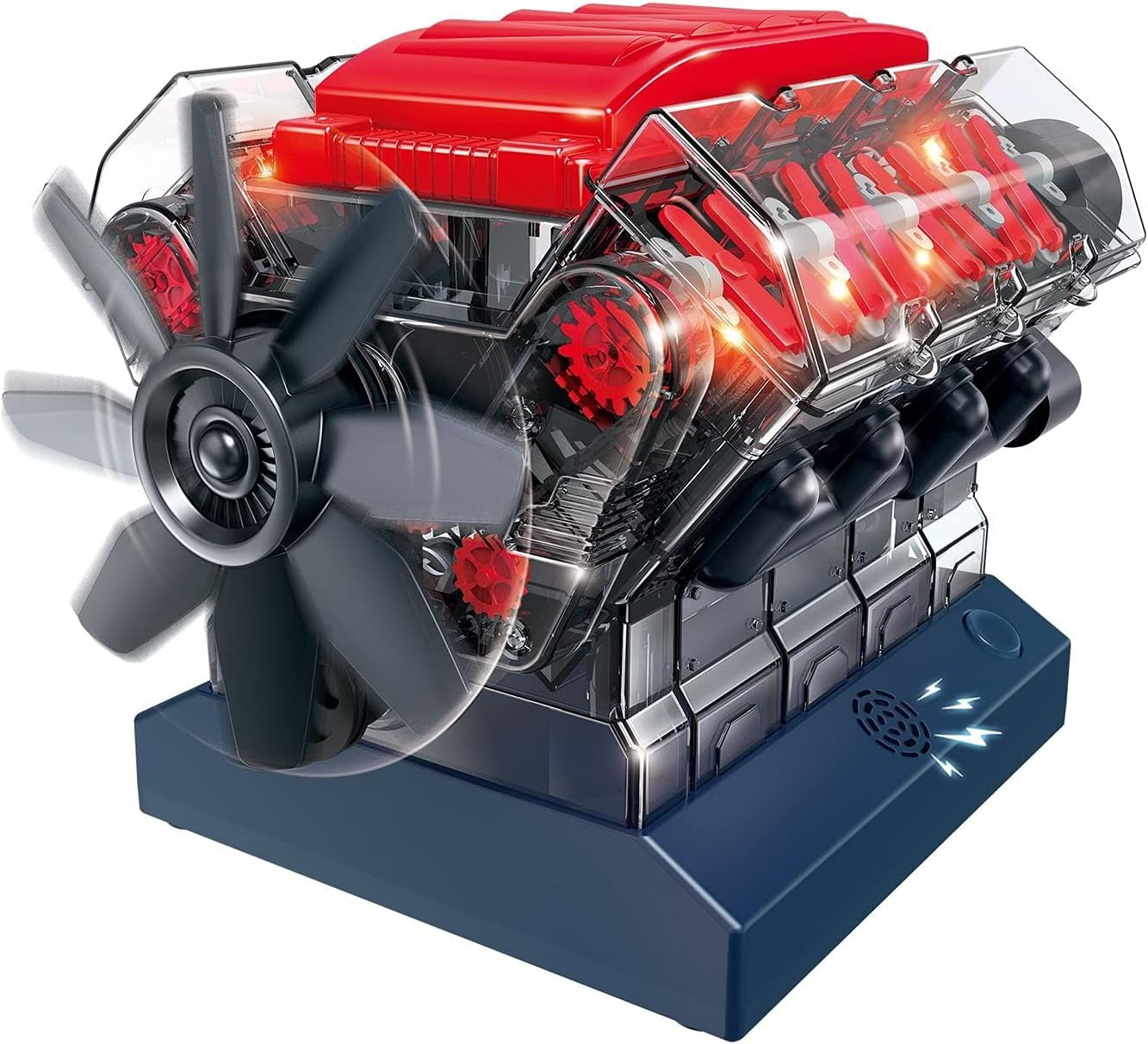 Dr. STEM Toys - V8 Model Engine Kit | 250+ Pieces | Sounds, Lights