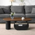 thumbnail image 2 of NEW Luxury Industrial Oval Coffee Table, 47.24'' Coffee Table with Storage Drawer, Black Metal Center Table for Living Room, 2 of 10