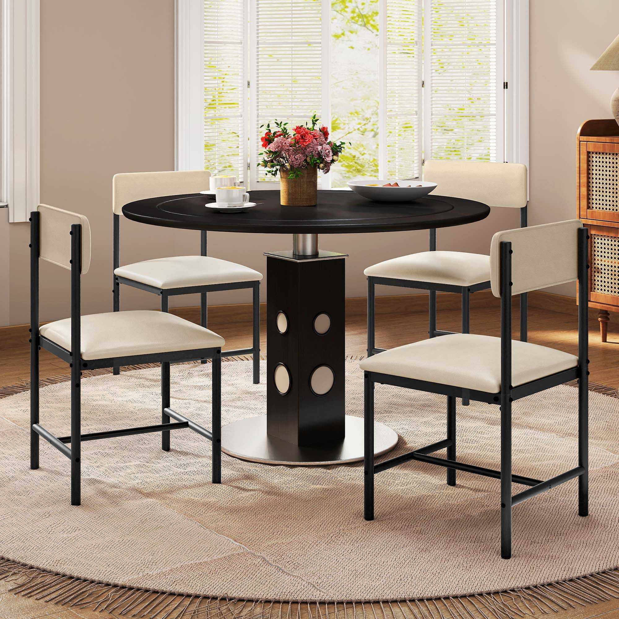 Uforic Dining Chairs Set of 4, PU Upholstered ModernKitchen Chair for Dining Living Room, White