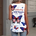thumbnail image 4 of 250th Anniversary Tank Top for Women - Patriotic V-Neck Sleeveless Top with Flag Print - 1776-2026 America Graphic Pleated Tank - Summer Casual Loose Fit Tunic Light Blue XXL, 4 of 7