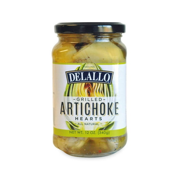 DeLallo Grilled Artichoke Hearts, 12 oz Jar, Kosher, Non-GMO, Gluten-Free, Vegan