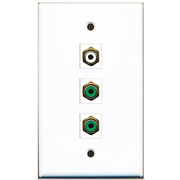 RiteAV - 1 Port RCA White 2 Port RCA Green Wall Plate