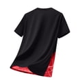 thumbnail image 5 of Men's Solid Color Geometric Jacquard Short Sleeve Round Neck Athletic T-Shirt, Quick-Dry Sporty Top for Training, Running, Gym Workouts and Outdoor Activities Red L, 5 of 7