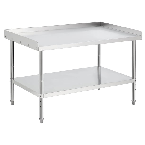 Stainless Steel Equipment Grill Soporte Mesa Resistente Commercial cm de Anchoorkstation con Ajustable Estante & Altura Removable 3-Sided Backsplash 400 lbs Capacity para Restaurant Food Truck BBQ